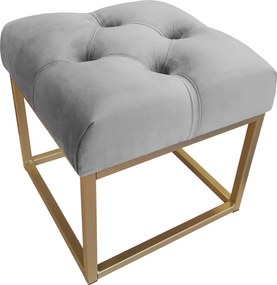 Pufa CHESTERFIELD tkanina Welur loft ławka podnóżek metal : Kolor Stelaża - Złoty, Kolor tkaniny - VELVET - MG17, Typ tkaniny - Velvet