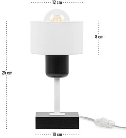 Lampka nocna stołowa DTI-WE10x10SC buk Biało-czarna 1xE27