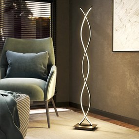 HOMCOM Lampa stojąca LED ściemnialna z wyłącznikiem nożnym, podwójna spirala do sypialni i salonu, czarna | Aosom PL