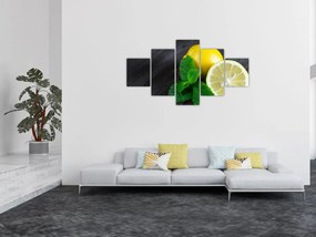 Obraz cytryn i mięty na stole (125x70 cm)