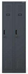 Szafka pracownicza metalowa antracytowa: czterokomorowa KACPER II, 600 x 1800 x 500 mm