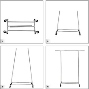 Metalowy wieszak na 4 kółkach do garderoby S7-B04