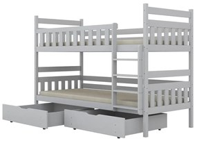 Łóżko piętrowe BARTEK 160x80 białe drewniane z szufladami KOCOT KIDS