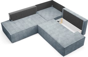 Masseno Narożnik TESSO z funkcją spania i pojemnikiem na pościel Narozniki L, Rozkładana sofa - Szary, TILIA 85