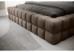 Jasnobrązowe tapicerowane łóżko dwuosobowe ze schowkiem ze stelażem 140x200 cm Dizzle – ELTAP