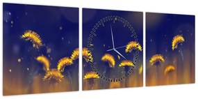 Obraz - Dmuchawce (z zegarem) (90x30 cm)