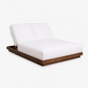 Podwójna Leżanka Rozkładana Z Drewna Akacjowego Lecia Ciemny Akacjowy Brąz - Sklum