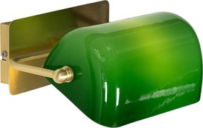 Klasyczna lampa ścienna notariusza mosiądz ze szklanym zielonym - Banker