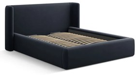Ciemnoniebieskie tapicerowane łóżko dwuosobowe ze schowkiem ze stelażem 200x200 cm Jason – Windsor &amp; Co Sofas