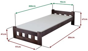 Łóżko Naomi podwyższone 90 x 200 cm, orzech Stelaż: Ze stelażem listwowym rolowanym, Materac: Materac Coco Maxi 20 cm