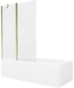 Mexen Vega wanna prostokątna 150 x 70 cm z obudową i parawanem 1-skrzydłowym 120 cm, transparent, złoty - 550115070X9412115000