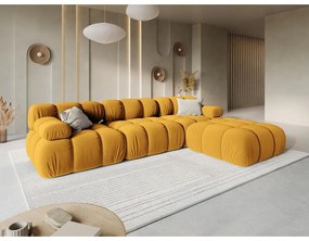 Żółta aksamitna sofa 282 cm Bellis – Micadoni Home