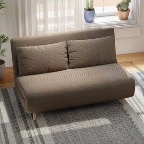 HOMCOM Sofa rozkładana, łóżko dla gości, 3-stopniowe regulowane oparcie, sztruksowy wygląd, do 120 kg, 141 x 90 x 81 cm, ciemnobrązowa
