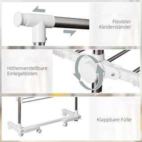 HOMCOM Suszarka na Pranie do Ubrań Wieszak Stojak 2 Poziomy 62x139x83-140cm | Aosom PL