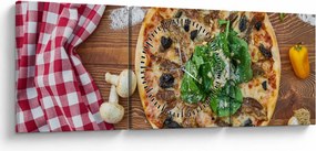 Obraz pizzy (z zegarem) (90x30 cm)