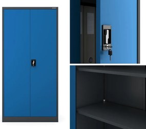 Szafa biurowa Jan dwudrzwiowa 90x40x185 cm antracyt/niebieski