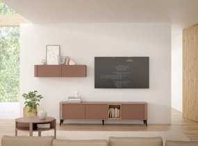 Szafka RTV Breathtaker 220 cm, kolor terakota/dąb Mauvella