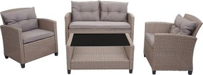 Zestaw rattanowy XXL MCW-F10 (4 szt.),  szaro-brązowy