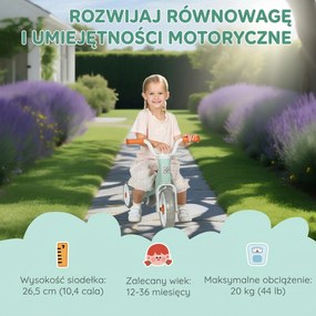 AIYAPLAY Rowerek biegowy dla maluchów, 3 ciche koła, 12–36 mies., do domu i na dwór, zielony