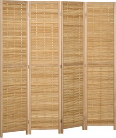 HOMCOM 4-częściowy Parawan, 160 x 170 cm, Składany Parawan z Bambusa dla Salonu, Sypialni, Naturalny