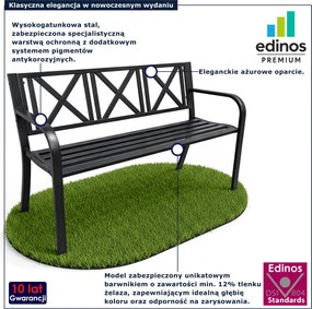Czarna metalowa ławka ogrodowa W0-K24