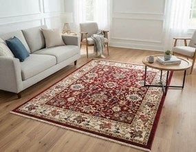 Czerwony elegancki dywan z frędzlami w stylu retro Z3-M65