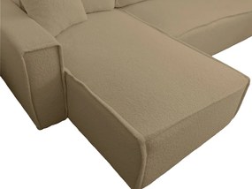 Rozkładana narożna sofa SMART BOUCLE 232x143 cm, ciemnobeżowa, uniwersalna
