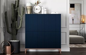 Ryflowana komoda czterodrzwiowa Elpis granatowa