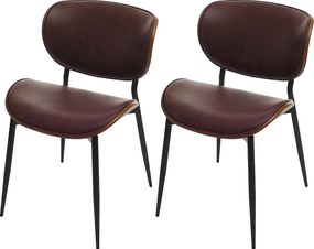 Krzesło do jadalni MCW-O45 (zestaw 2 sztuk),  orzechowy wygląd, vintage brązowy