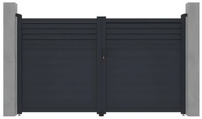 Skrzydłowa, aluminiowa brama z żaluzją Dł.305 x Wys.181 cm antracytowa VIAZO