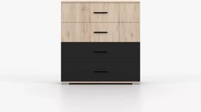 Mareno II – elegancka komoda 4-szufladowa w kolorze san remo sand z czarnym połyskiem