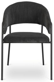 Krzesło Tapicerowane TINKA Czarne Sztruksowe Nowoczesne Loft