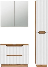 Zestaw mebli łazienkowych dąb/białe paski 79.6x32x62.5 lotta