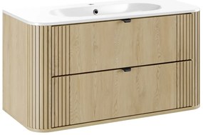 Szafka pod umywalkę OVALIA CREMONA 2S 100cm dąb cremona z umywalką wpuszczaną PURE COMAD