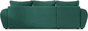 Rozkładana narożna sofa SEVIO 246x145 cm, butelkowozielona, uniwersalna + 2 poduszki GRATIS