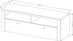 Szafka RTV stojąca LARISSA 140 cm do Salonu pod Telewizor - Odcienie brązu