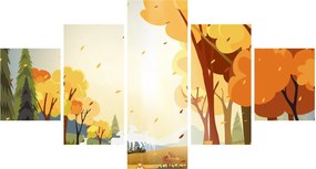 Obraz - Jesienny krajobraz, ilustracja (125x70 cm)