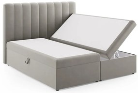 Szare łóżko boxspring ze schowkiem 180x200 cm Gina – Milo Casa