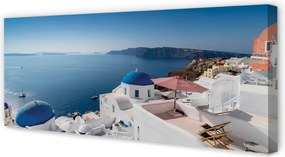 Obraz drukowany na płótnie Greckie Budynki nad Zatoką