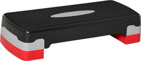 HOMCOM Stepper treningowy 2-stopniowa regulacja wysokości do użytku domowego i biurowego Czarny+Szary+Czerwony 68x29x15 cm
