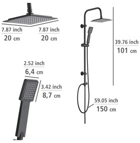 Zestaw prysznicowy ze stali nierdzewnej w kolorze matowej czerni 101 cm Cuadro – Wenko