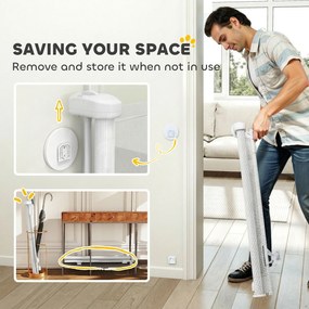 PawHut Rozsuwane ogrodzenie dla schodów i drzwi 0-140 cm z obsługą jedną ręką, dla dzieci i zwierząt, białe | Aosom PL