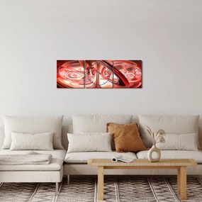 Obraz - czerwone kształty (z zegarem) (90x30 cm)