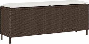 Ławka ogrodowa Brązowa 110x30x40,5cm Z Tworzywa Sztucznego Plecionego Gruby Wyjmowany i Prać Poduszka