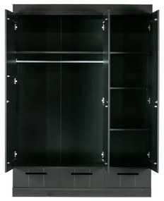 Czarna szafa z konstrukcją z drewna sosnowego WOOOD Connect, szer. 140 cm