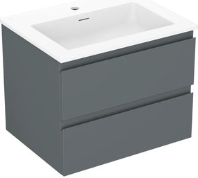 Mexen Orio szafka łazienkowa 60 cm z umywalką Otis, 2 szuflady, grafit mat/biała mat - 91A10-06047-2-BFF66-W18M01