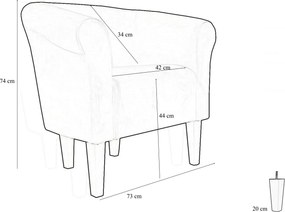 Fotel Milo tkanina Eko-skóra elegancki fotel do salonu i gabinetu : Kolor nogi - Venge, Kolor tkaniny - EKO-SKÓRA - 20D, Wysokość nogi - 20 cm