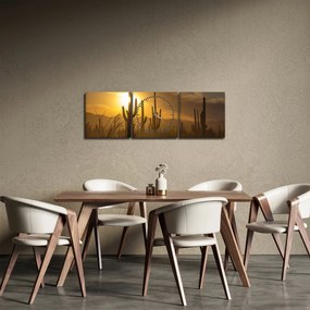 Obraz - Kaktusy Saguaro (z zegarem) (90x30 cm)