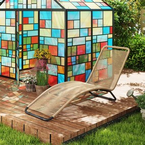 Outsunny Leżanka ogrodowa z rattanu leżak S-forma z stalową ramą brązowy | Aosom PL