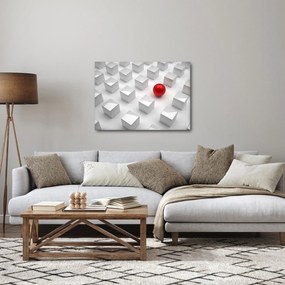 Obraz abstrakcji - sześcian z kulą (70x50 cm)